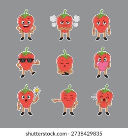 Pose and expression strawberry mascot design