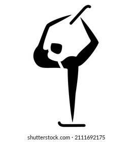 Pose in figure skating. An element of the skating program. Winter sports. Active recreation in winter. Vector icon, glyph, silhouette, isolated