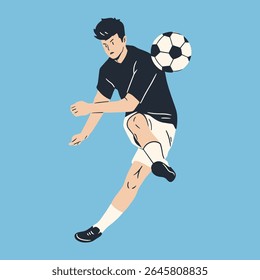 pose de um jogador de futebol chutando a ilustração plana