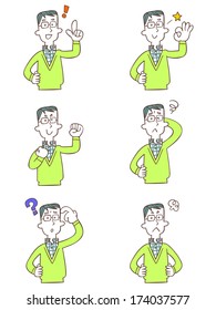 Pose and gesture of six dad