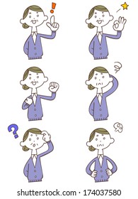 Pose and gesture of six grandma