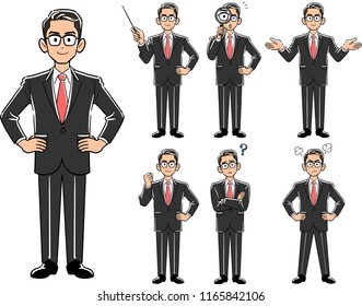 
Pose of glasses wearing businessmen _ 7 kinds of sets 2
