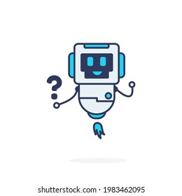 Pose happy with cute robot simple character illustration mascot logo blue