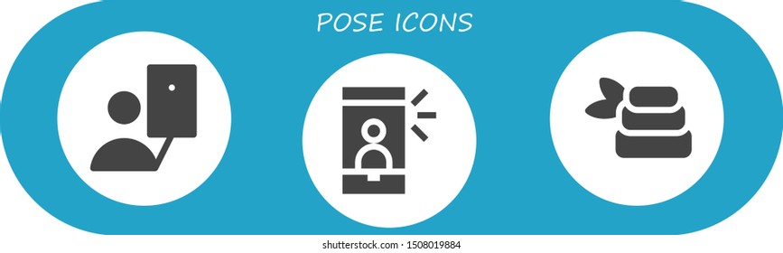 pose icon set. 3 filled pose icons.  Collection Of - Selfie, Zen icons