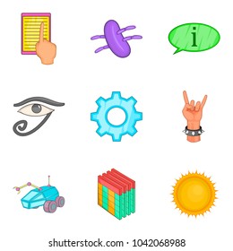 Pose icons set. Cartoon set of 9 pose vector icons for web isolated on white background