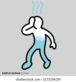 A pose illustration of a simple person "A person without water"