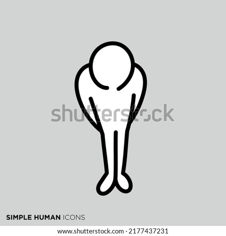 A pose illustration of a simple person "Bowing person"
