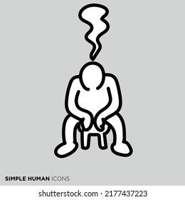 Pose illustration of simple person "Burning out"