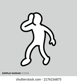 Pose illustration of simple person "Headache"