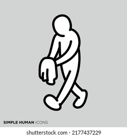 A pose illustration of a simple person "People who can hide both hands"