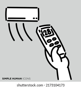 Ilustración de la persona simple "Ajuste el acondicionador de aire a 28 grados"