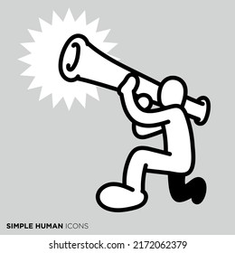 A pose illustration of a simple person "The person who shoots a cannon"