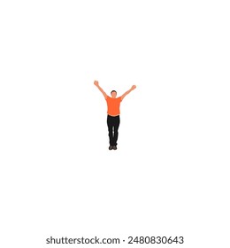 pose of man in orange sports shirt sport