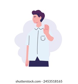pose of man rejecting something flat style illustration vector design