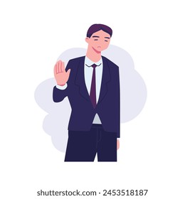 pose of man rejecting something flat style illustration vector design