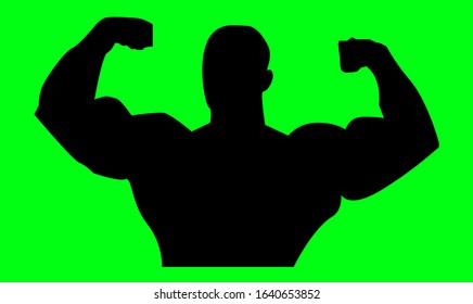 Pose of a muscular bodybuilder