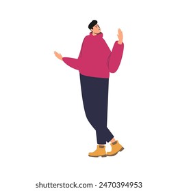 pose of an office woman in an orange shirt office