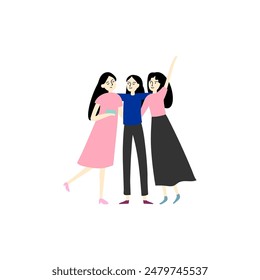 pose of people hugging each other friends day together