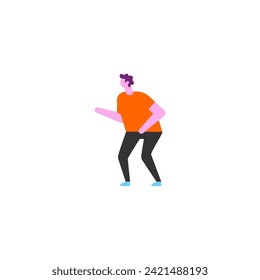 pose of person in orange shirt posing