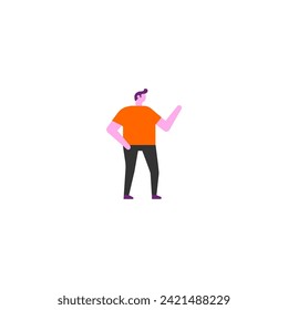 pose of person in orange shirt posing