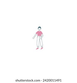pose of person in pink clothes vector young