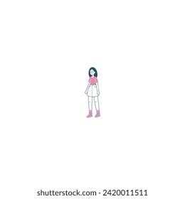 pose of person in pink clothes vector young