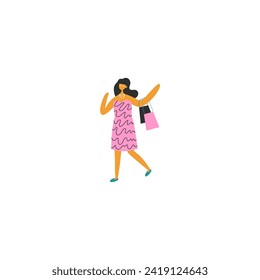 pose of person in pink clothes walking person