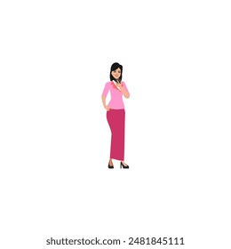 pose of person in purple clothes dress