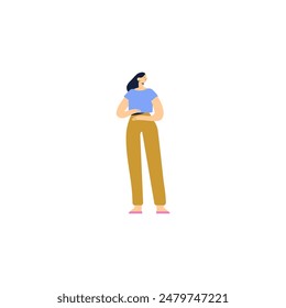pose of a person walking carrying a bag isolated