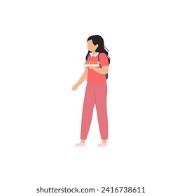 pose of a person walking in an orange shirt person