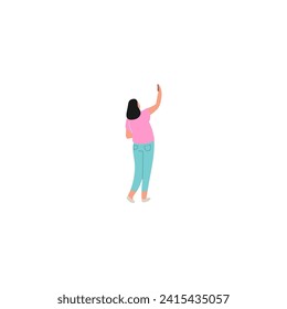 pose of a person walking in a pink outfit woman