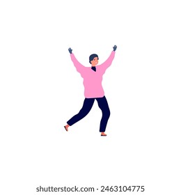 pose of a person walking through a museum person