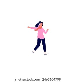 pose of a person walking through a museum person
