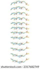 Pose set of cute dragon (serpent) flying in the sky, New Year postcard material for Year of the Dragon 2024, Vector Illustration