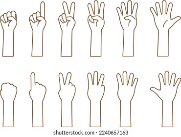 Pose set of hands representing numbers