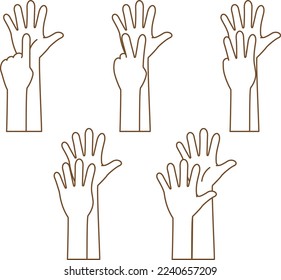 Pose set of hands representing numbers