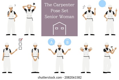 Pose Set For Senior Woman Carpenter