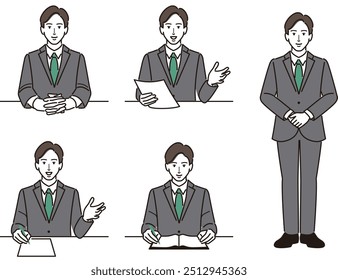 Pose set of a young man in a suit