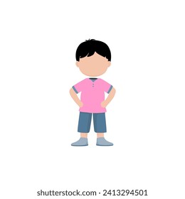 pose of a small child in a cute pink shirt cute