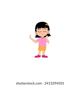 pose of a small child in a cute pink shirt cute