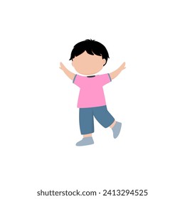 pose of a small child in a cute pink shirt cute