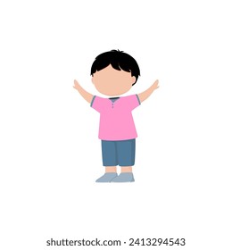 pose of a small child in a cute pink shirt cute