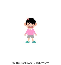 pose of a small child in a cute pink shirt cute