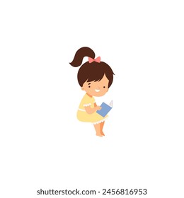 pose of a small child studying a book small
