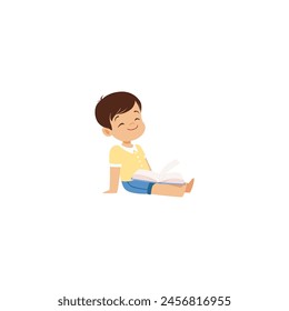 pose de un niño Pequeño estudiando un libro Pequeño