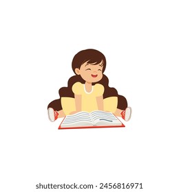 Pose eines kleinen Kindes, das ein kleines Buch studiert