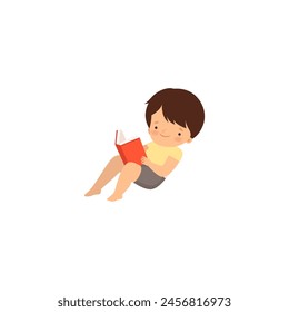 pose de un niño Pequeño estudiando un libro Pequeño
