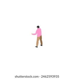 pose of standing person in pink clothes person