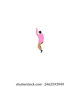 pose of standing person in pink clothes person