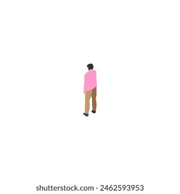 pose of standing person in pink clothes person